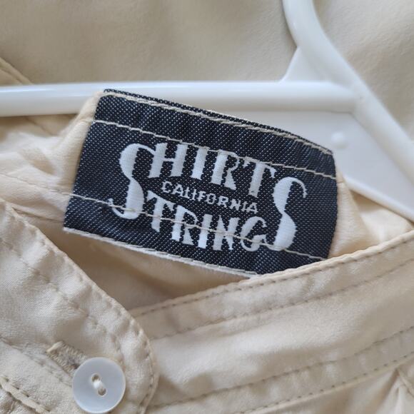 Shirt Strings California Vintage Blouse Top Womens Medium Beige Long Sleeve - Picture 3 of 11